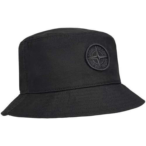 STONE ISLAND Bucket Hat In Cotton Rep - Black