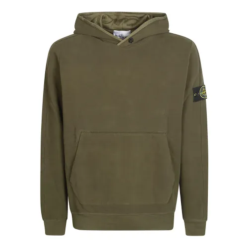 Stone Island , Buttoned Hoody ,Green male, Sizes: