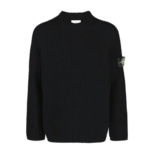 Stone Island , Classic Waffle Knit Sweater ,Black male, Sizes: