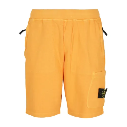 Stone Island , Compass Orange Bermuda Shorts ,Orange male, Sizes: