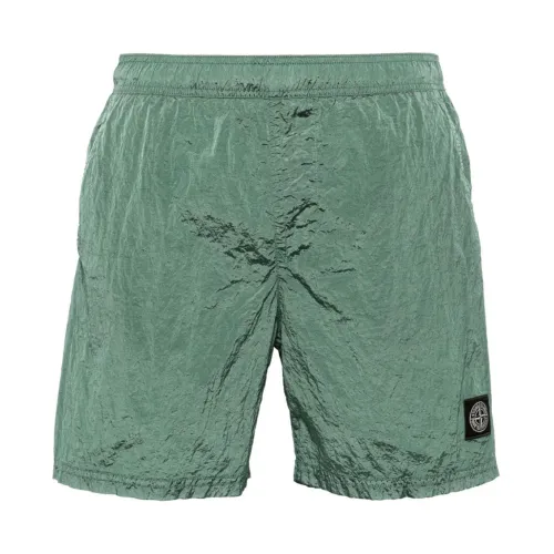 Stone Island , Compass-patch swim shorts ,Green male, Sizes: