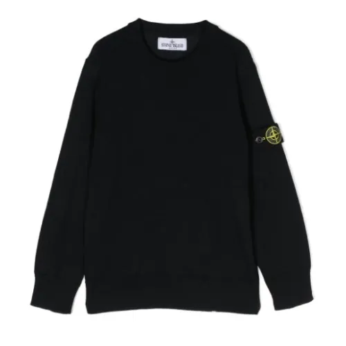 Stone Island , Compass Patch Wool Jumper ,Blue male, Sizes: