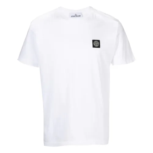 Stone Island , Compass Pattern Cotton T-Shirt ,White male, Sizes: