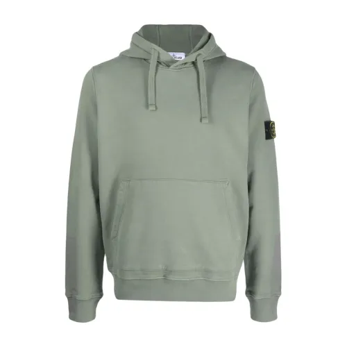 Stone Island , Contrast Sleeve Hooded Sweaters ,Green male, Sizes: