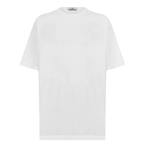 STONE ISLAND Cotton Fleece Compass Embroidery Logo Tshirt - White