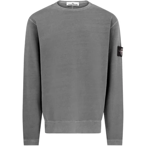 STONE ISLAND Cotton Loop Crewneck Sweatshirt - Grey