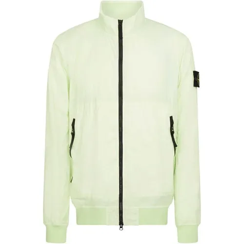 STONE ISLAND Crinkle Reps Bomber Midweight Jacket - Green