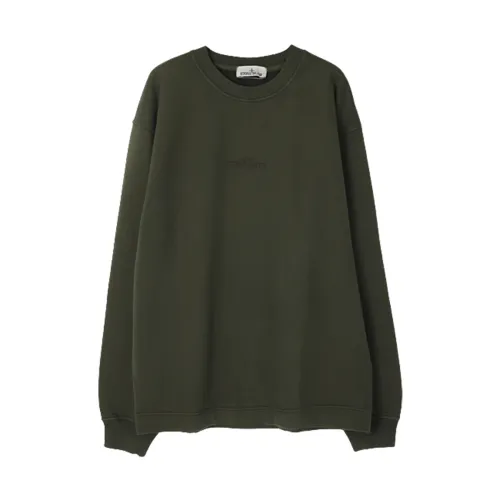 Stone Island , Dark Green Embroidered Logo Sweatshirt ,Green male, Sizes: