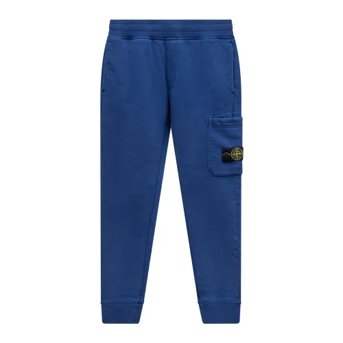 Stone Island , Elastic Waist Sweatpants with Logo Patch ,Blue male, Sizes: