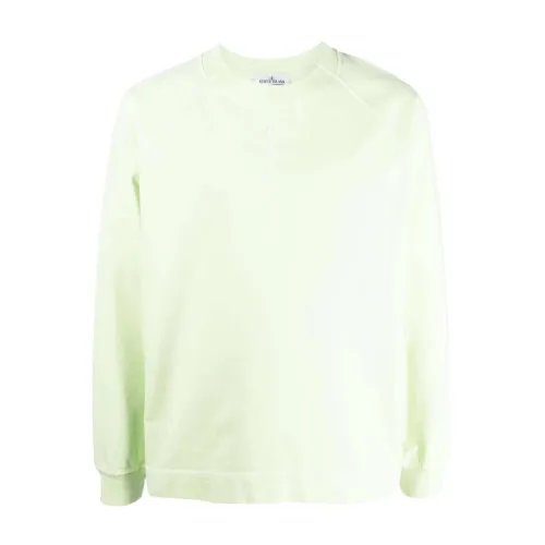 Stone Island , Fluorescent Green Logo Sweatshirt ,Green male, Sizes: