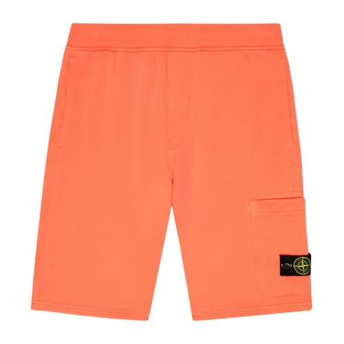 Stone Island , Fluorescent Orange Kids Bermuda Shorts ,Orange male, Sizes: