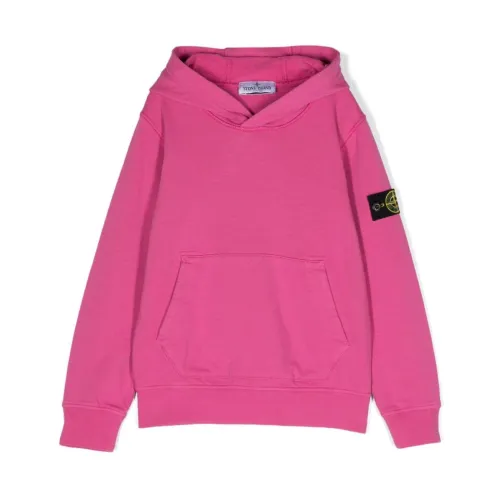 Stone Island , Fuchsia Hooded Cotton Sweater ,Pink male, Sizes:
