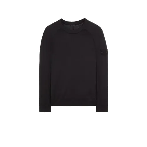 Stone Island , Ghost Raglan Cotton Jersey Sweatshirt ,Black male, Sizes: