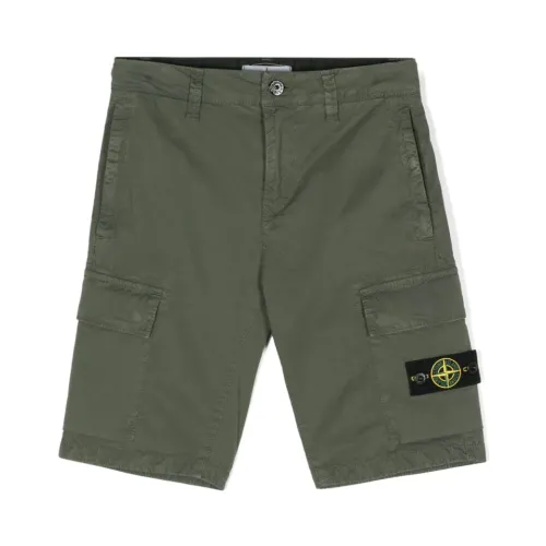 Stone Island , Green Cargo Shorts for Kids ,Green male, Sizes: