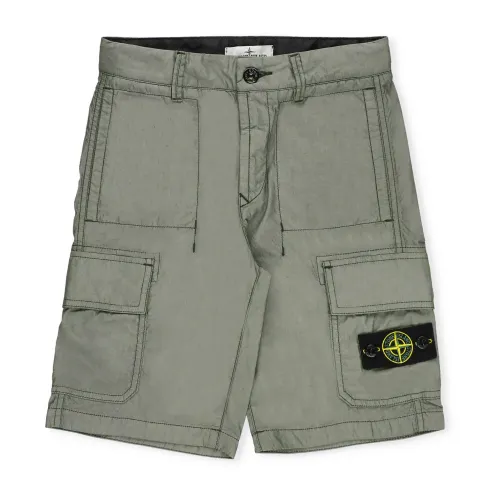 Stone Island , Green Cotton Bermuda Shorts for Boys ,Green male, Sizes: