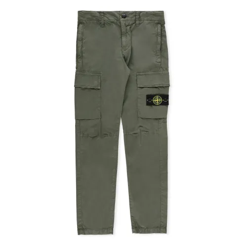 Stone Island , Green Cotton Cargo Pants for Boys ,Green male, Sizes: