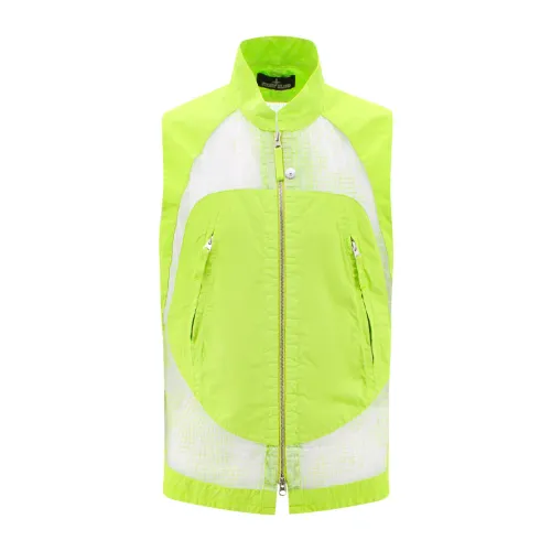 Stone Island , Green Distorted Ripstop Sleeveless Jacket ,Green male, Sizes: