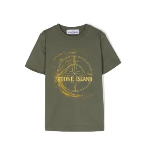 Stone Island , Green Junior T-shirt with Logo Print ,Green male, Sizes: