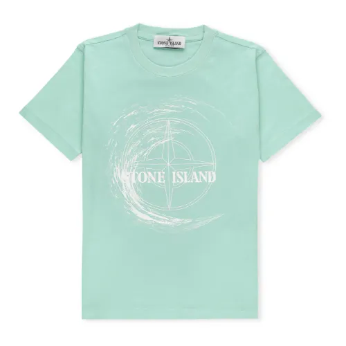 Stone Island , Green Junior T-shirt with Logo Print ,Green male, Sizes: