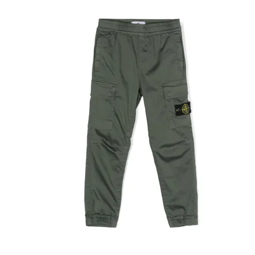 Stone Island , Green Kids Trousers with Cargo Pockets ,Green male, Sizes: