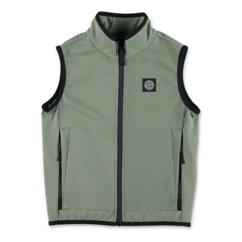 Stone Island , Green Soft Shell Vest for Boys ,Green male, Sizes: