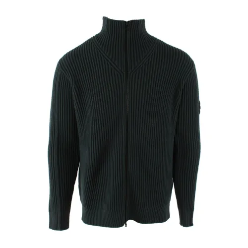 Stone Island , Green Sweater Vest for Men ,Green male, Sizes: