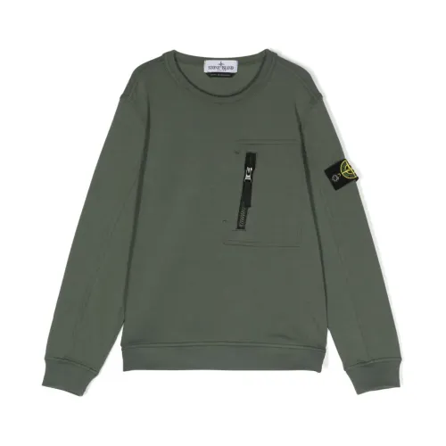 Stone Island , Green Sweaters for Kids ,Green male, Sizes: