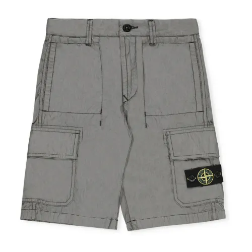 Stone Island , Grey Cotton Bermuda Shorts for Boys ,Gray male, Sizes: