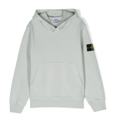 Stone Island , Grey Hooded Cotton Jersey Sweater ,Gray male, Sizes:
