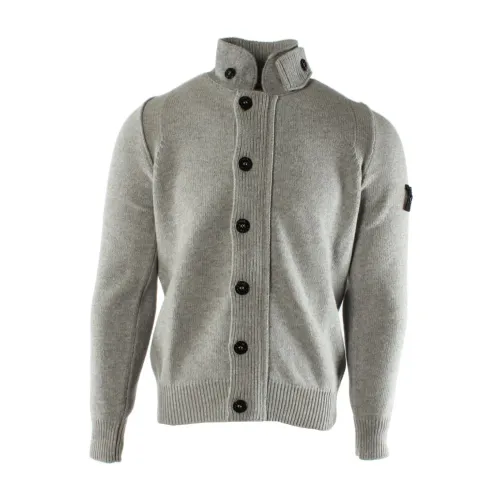 Stone Island , Grey Wool Blend Sweater Vest ,Gray male, Sizes: