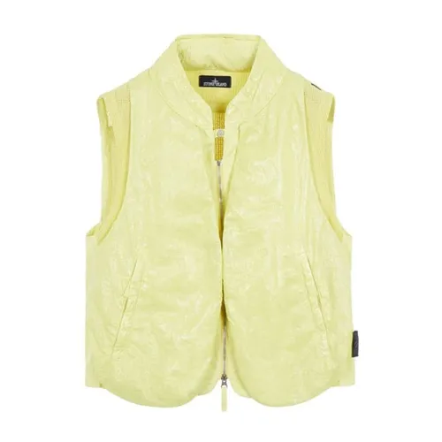 Stone Island , Hooded Gilet with Linen and Cotton Lining ,Beige male, Sizes: