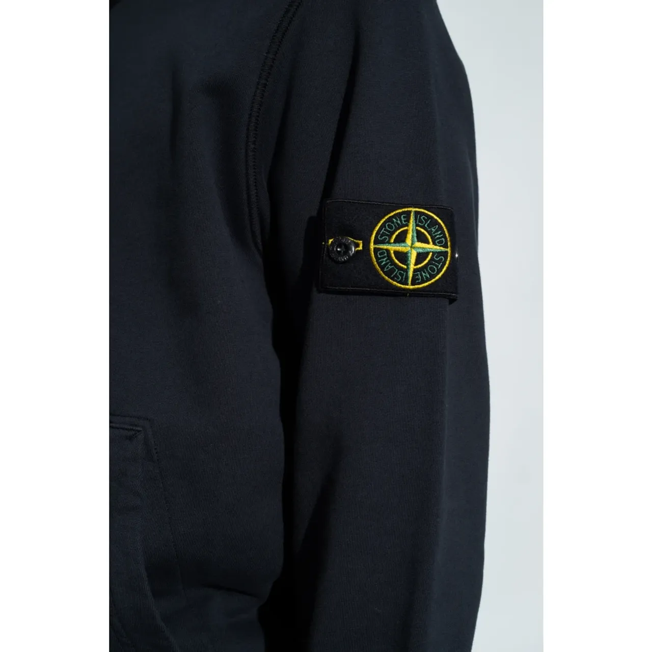 Stone Island , Hoodie with logo patch ,Blue male, Sizes: