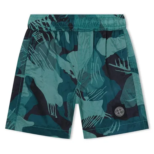 STONE ISLAND Junior Camo Swim Shorts - Green