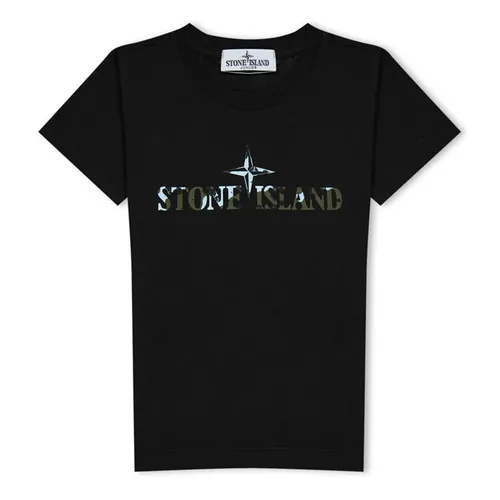 STONE ISLAND Junior Camo Tshirt - Black