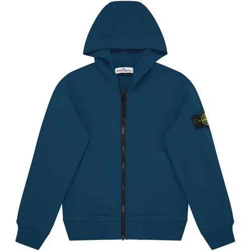 STONE ISLAND Junior Full Zip Sweatshirt - Blue