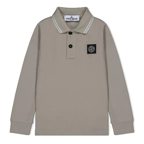STONE ISLAND Junior Patch Logo Long Sleeve Polo Shirt - Grey