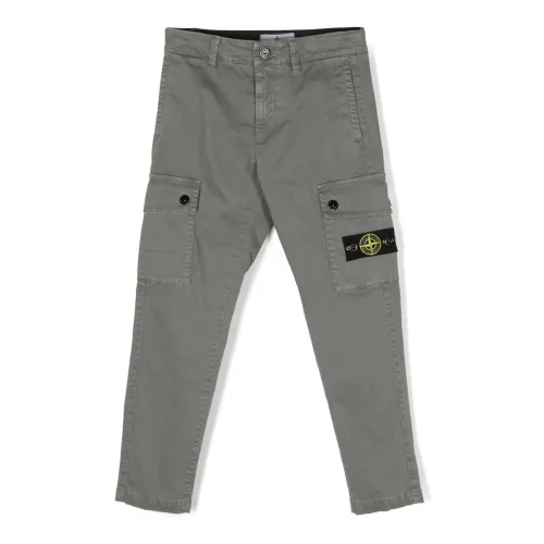 Stone Island , Kids Grey Cotton Pants ,Gray male, Sizes: