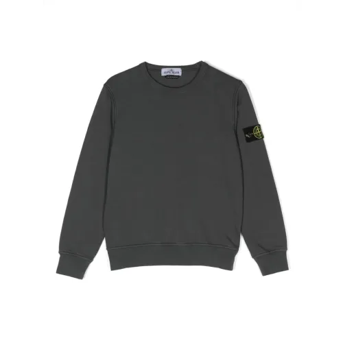 Stone Island , Kids Sweaters with Signature Badge ,Gray male, Sizes: