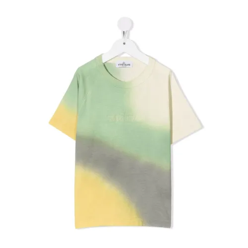 Stone Island , Kids Tie-Dye Print T-Shirt ,Green male, Sizes: