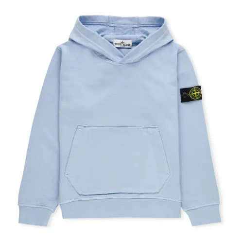 Stone Island , Light Blue Cotton Hoodie for Boys ,Blue male, Sizes: