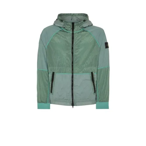 Stone Island , Lightweight Metallic Nylon Hooded Jacket ,Green male, Sizes:
