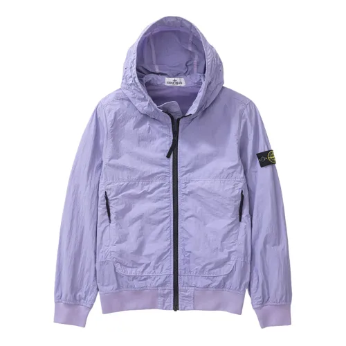 Stone Island , Lilac Hooded Coat for Kids ,Purple male, Sizes: