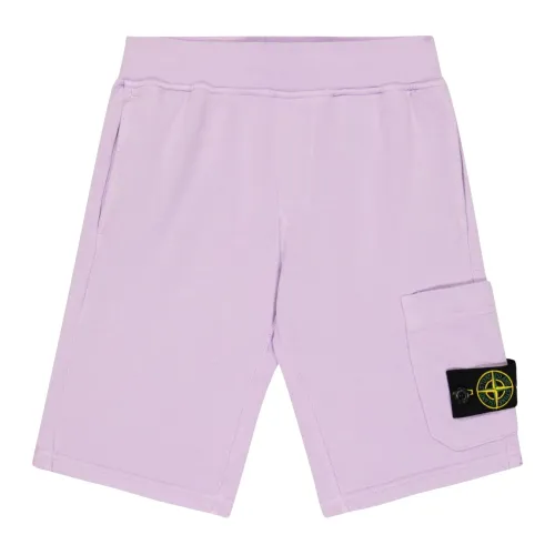 Stone Island , Lilac Kids Bermuda Shorts Elastic Waist ,Purple male, Sizes: