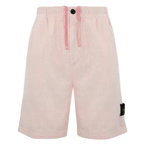 Stone Island , Linen Bermuda Shorts Pink ,Pink male, Sizes: