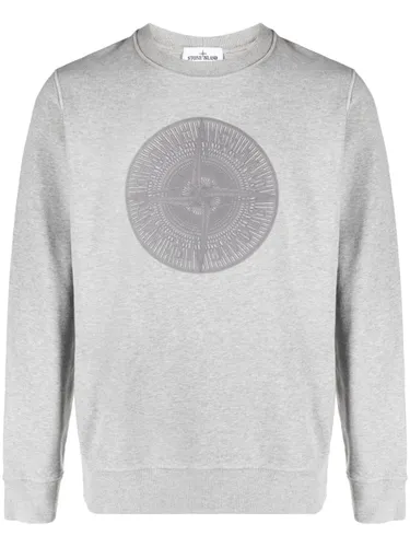 Stone Island logo-embroidered cotton sweatshirt - Grey
