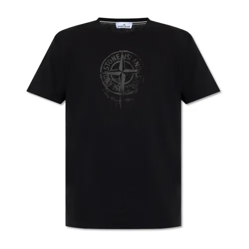 Stone Island , Logo-printed T-shirt ,Black male, Sizes:
