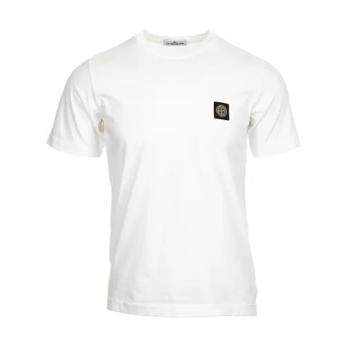 Stone Island , Logo T-Shirt Male ,White male, Sizes: