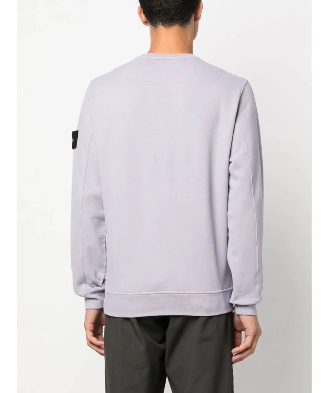 Stone Island Mens Compass Motif Jersey Fleece Sweatshirt in Lilac Purple Cotton
