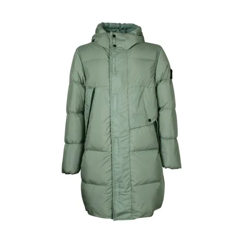 Stone Island , Men's Long Quilted Jacket ,Green male, Sizes: