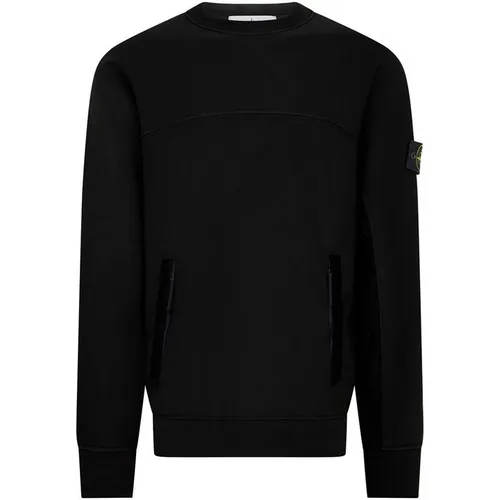 STONE ISLAND Nylon Fleece Crewneck Sweatshirt - Black